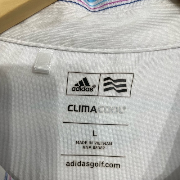 Adidas Clima Cool Golf Tank Top White/Blue Pink Stripe Size - Large - Picture 3 of 4